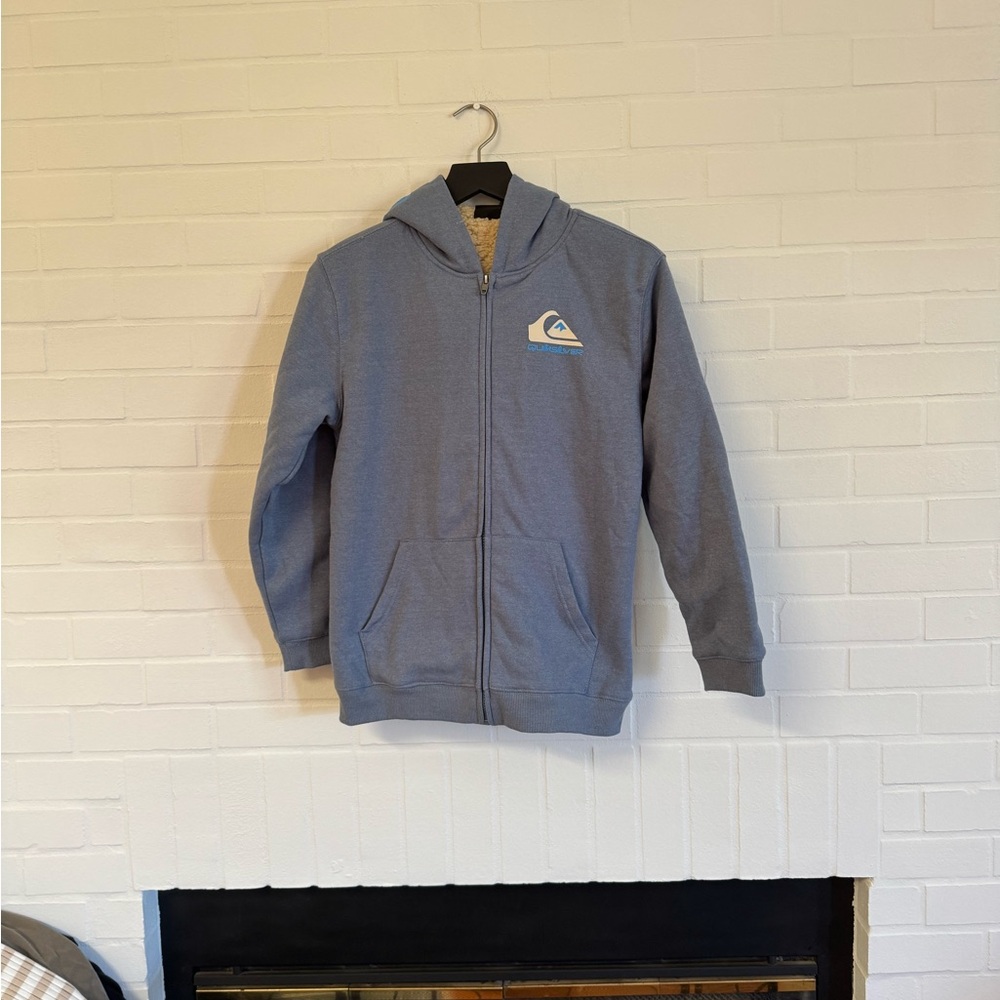 NWT Quiksilver Blue Kids Zip Front Fleece-Lined Hoodie